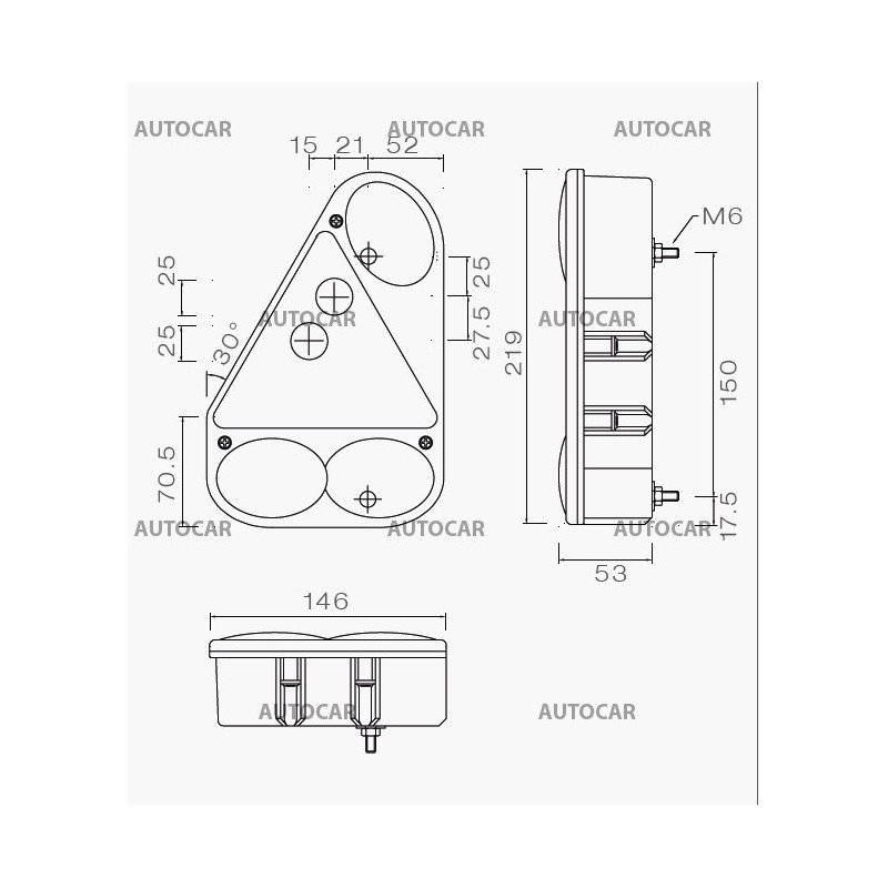 Zadné koncové svetlo - pravé so spiatočkou - s bajonetovým konektorom
