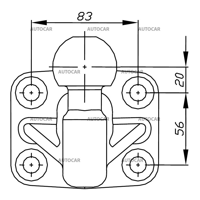 Ťažná guľová spojka KH4-1 - vert. zaťaž. 150 kg