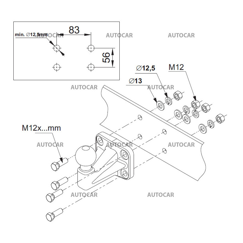 Ťažná guľová spojka KH4-1 - vert. zaťaž. 150 kg