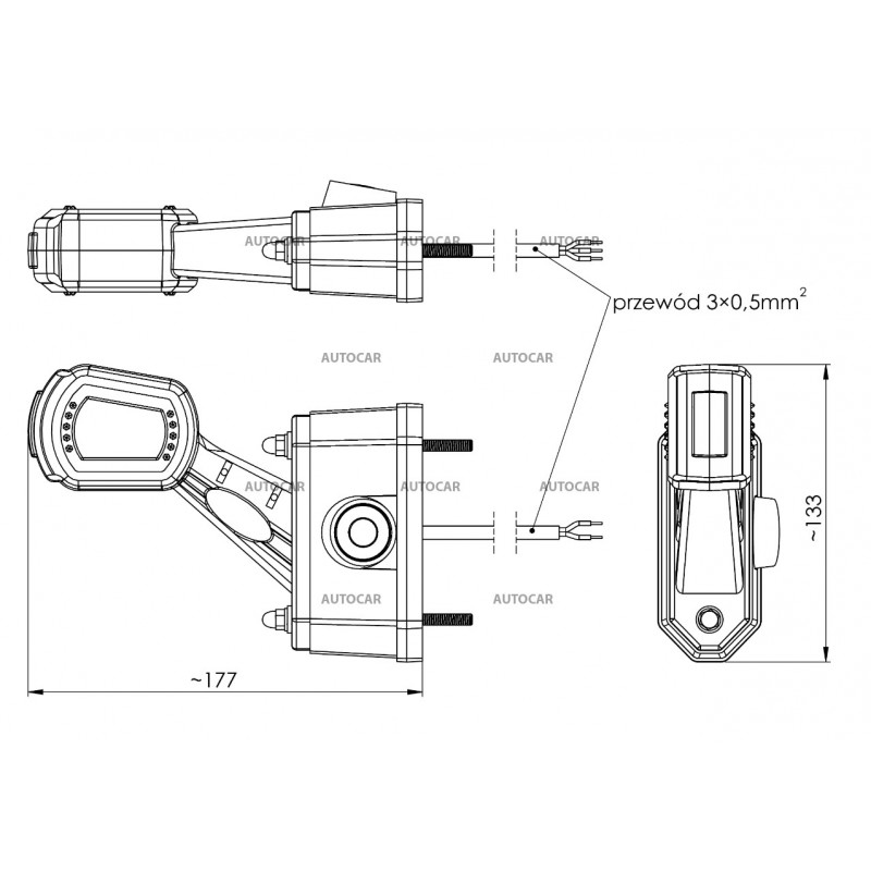 Obrysové svetlo s cúvacím senzorom - ľavé krátke