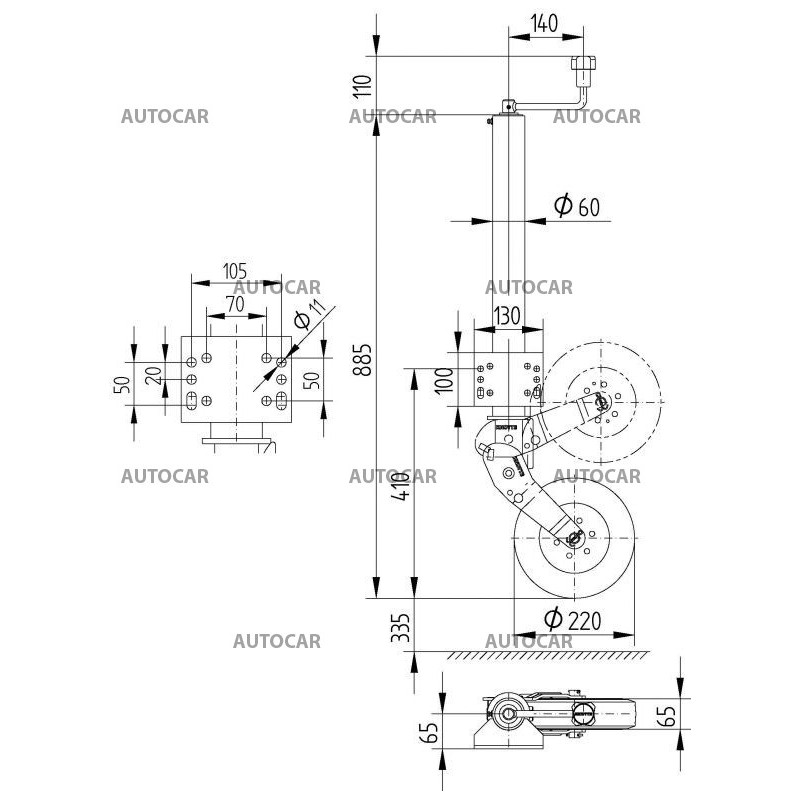 Oporné koliesko sklopné ATK400
