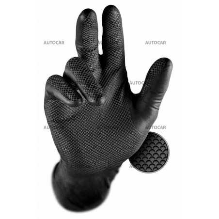 Grippaz 246 - Protišmykové nitrilové rukavice - čierne - veľkosť XL (10)