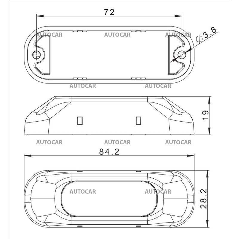 Modré varovné LED svetlo, 12-36V