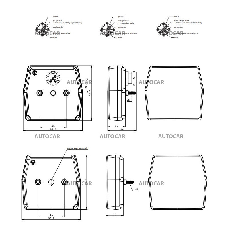 Univerzálne 4-funkčné zadné LED svetlo 12V - bajonet