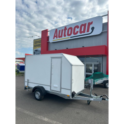 Remorcă cu o singură axă frânată F13261318 cu rampă, înclinare și uși laterale