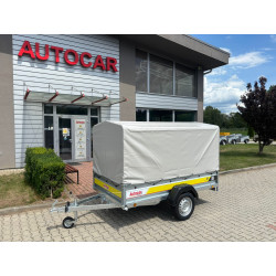 Remorcă cu prelată gri,...