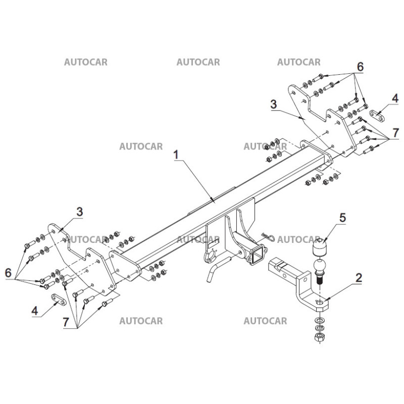 Cârlig de remorcare pentru Toyota HILUX - cu o bilă americană de remorcare