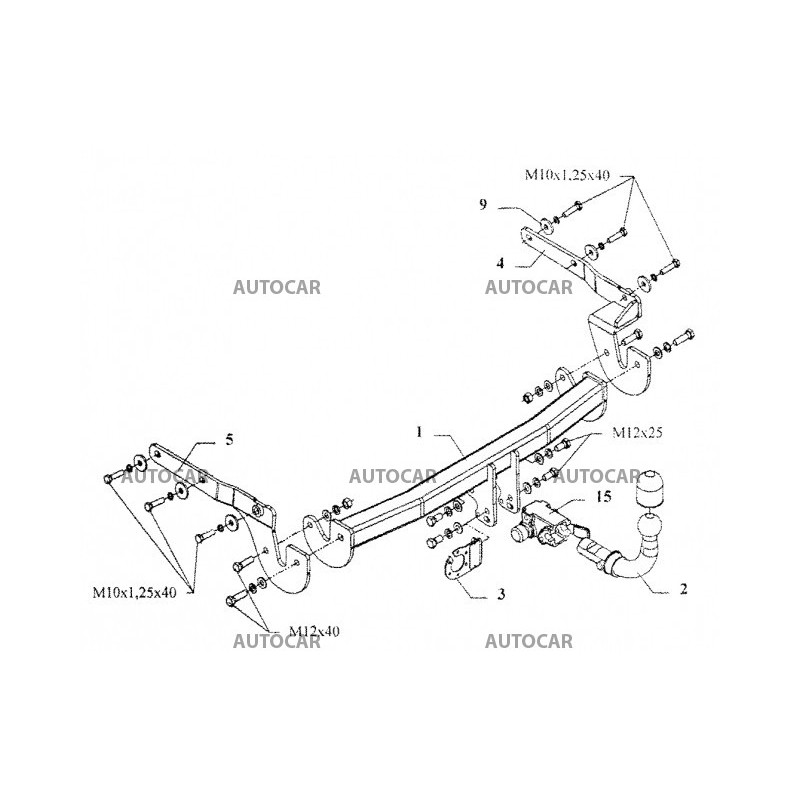 Ťažné zariadenie pre YARIS - 3/5dv., ( P 90 ) - skrutkový systém - od 2005 do 2008