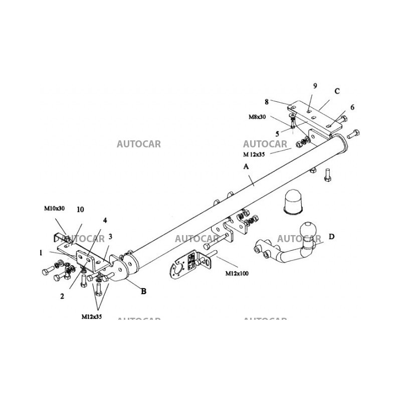 Ťažné zariadenie pre PRIMERA - 4/5dv., (P 10) - skrutkový systém - od 1990/06 do 1996/09